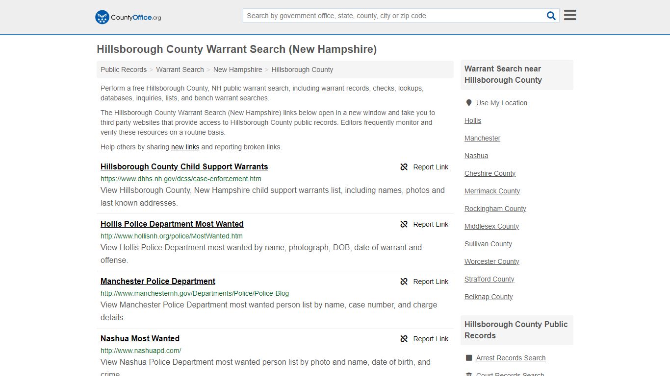 Hillsborough County Warrant Search (New Hampshire) - County Office